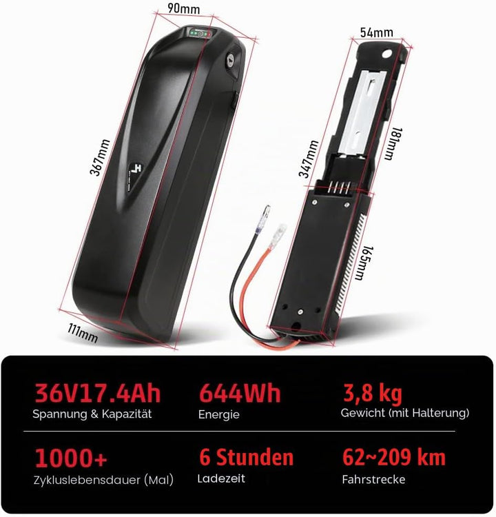 SEASON 36V 48V 52V Ebike Akku Hailong 13-20Ah Ebike Batterie passt für Elektrofahrrad 1000W / 750W /