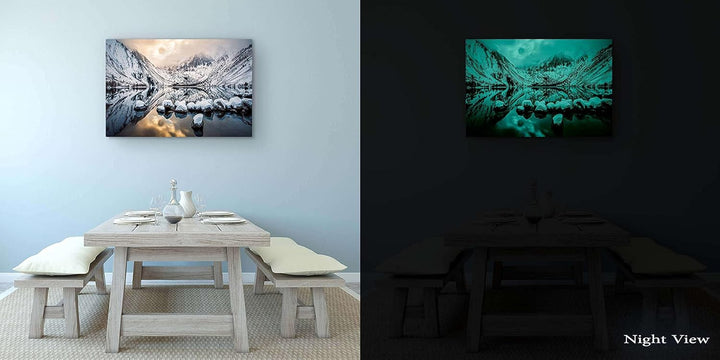 Startonight Bilder Verschneite Berge, Leinwandbilder Moderne Kunst, Landschaft Wanddeko Kunstdrucke,
