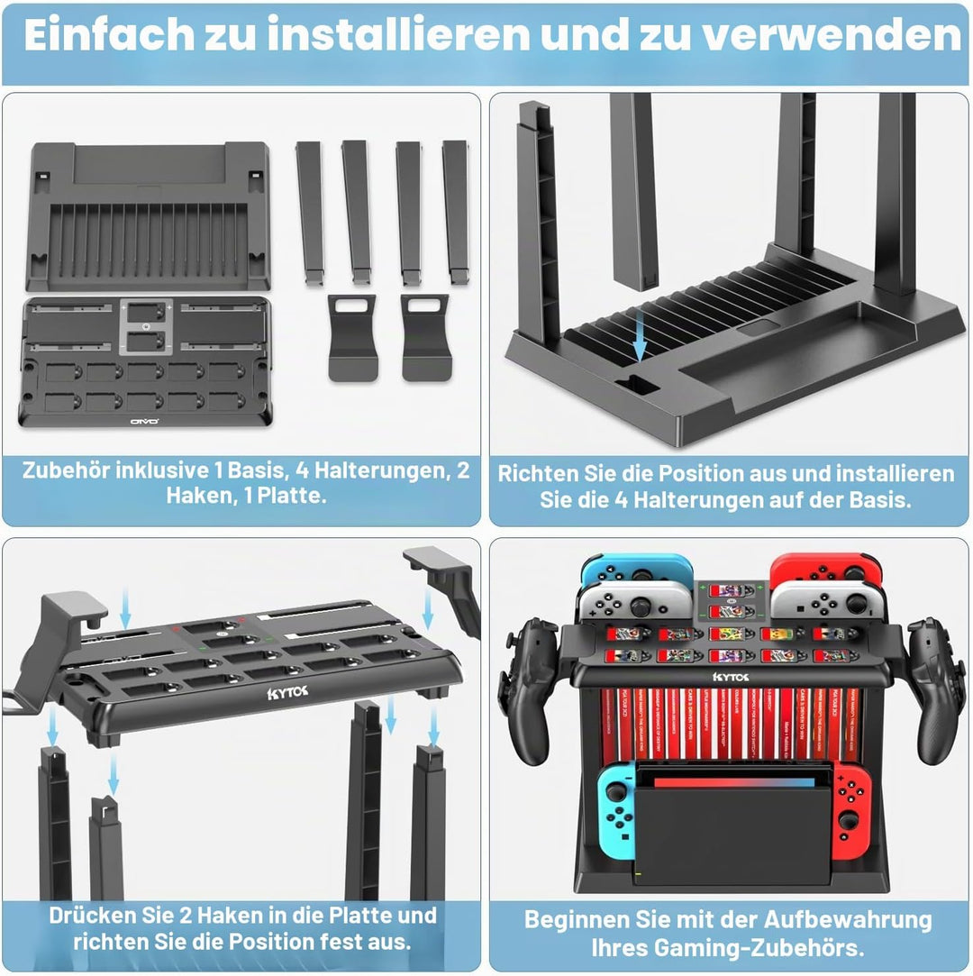 Kytok Switch Spiele Aufbewahrung mit Switch Controller Ladestation, Switch Ladestation für Switch/OL