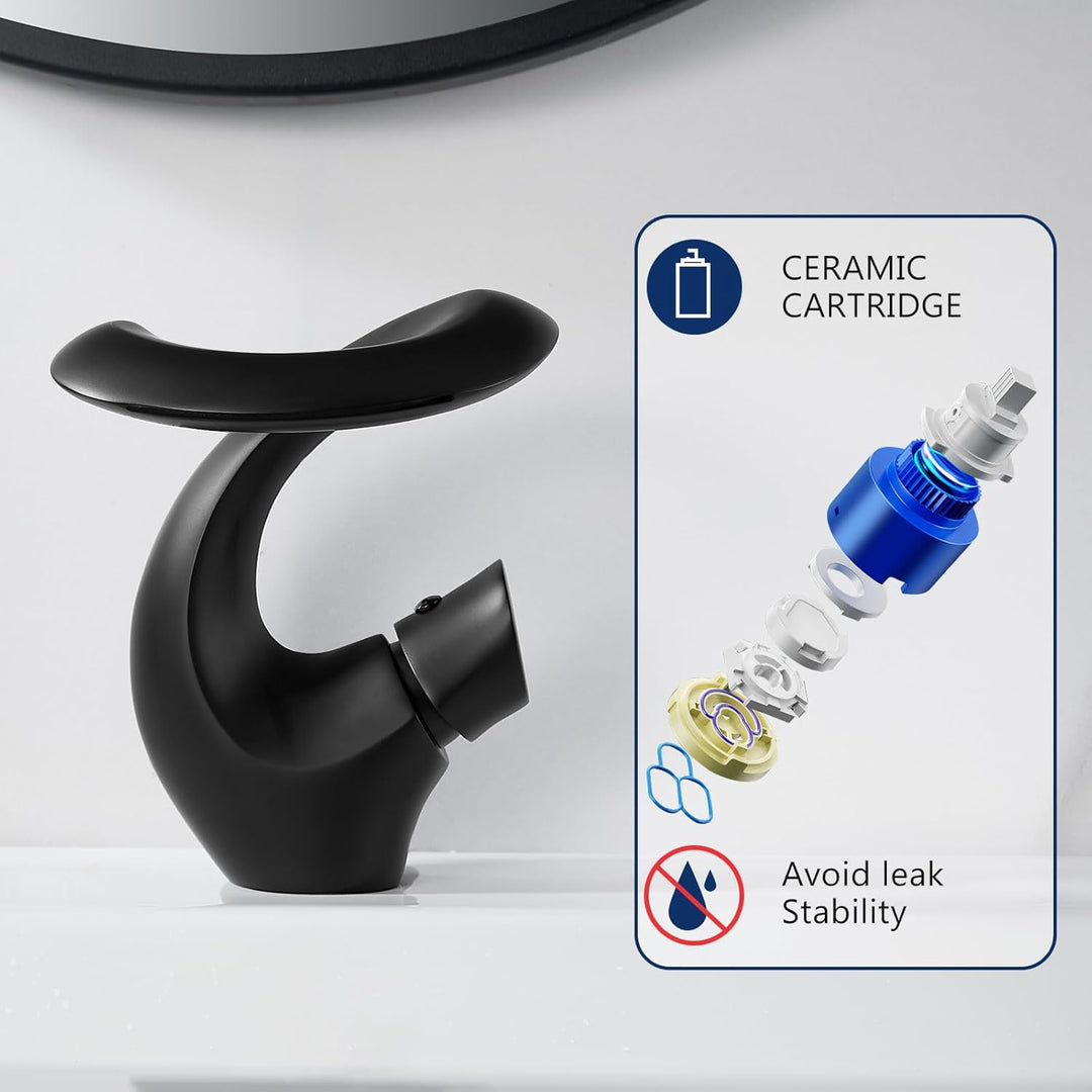 Wasserhahn Bad Schwarz Waschtischarmatur Wasserfall Mischbatterie Waschbecken Armaturen Modern Armat