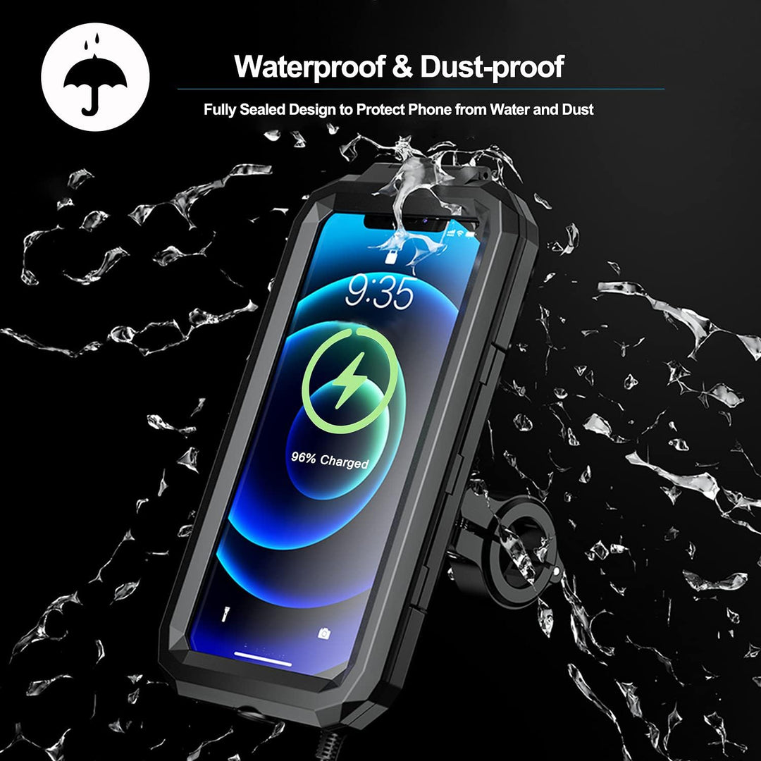 iMESTOU Wasserdichtes Motorrad Wireless USB C Telefonmontage, Lenker Handyhalter 360 Rotation Passt
