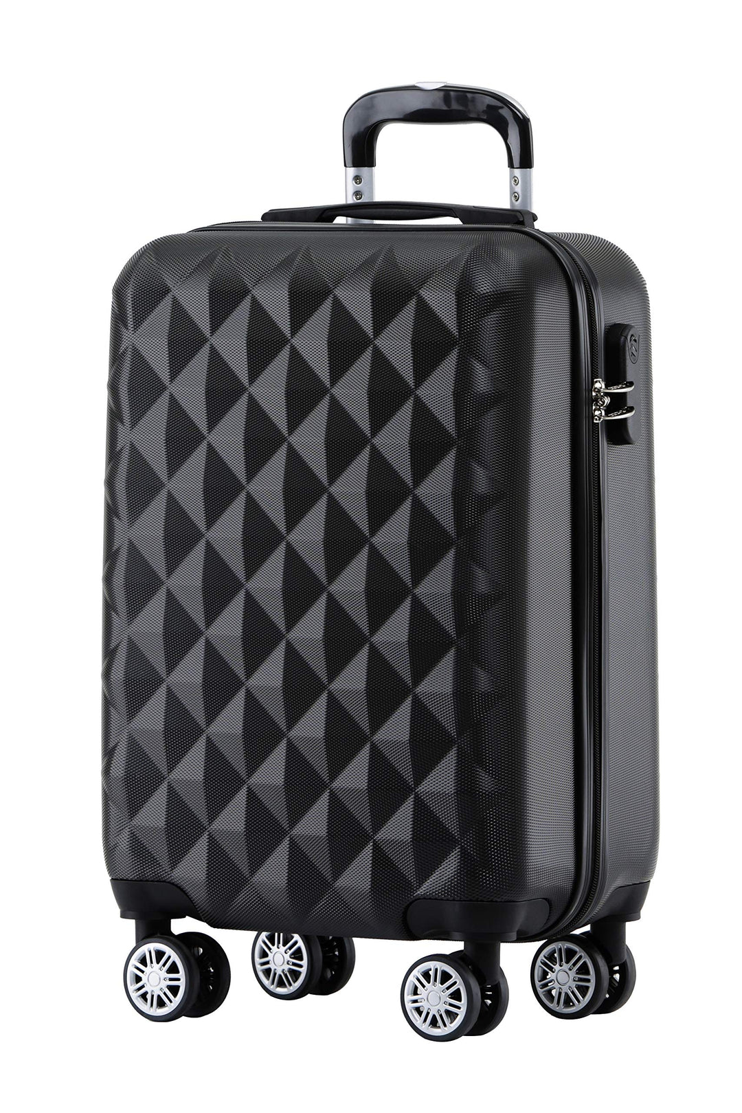 BEIBYE Zwillingsrollen 2066 Hartschale Trolley Koffer Reisekoffer Handgepäck Boardcase M (Schwarz),
