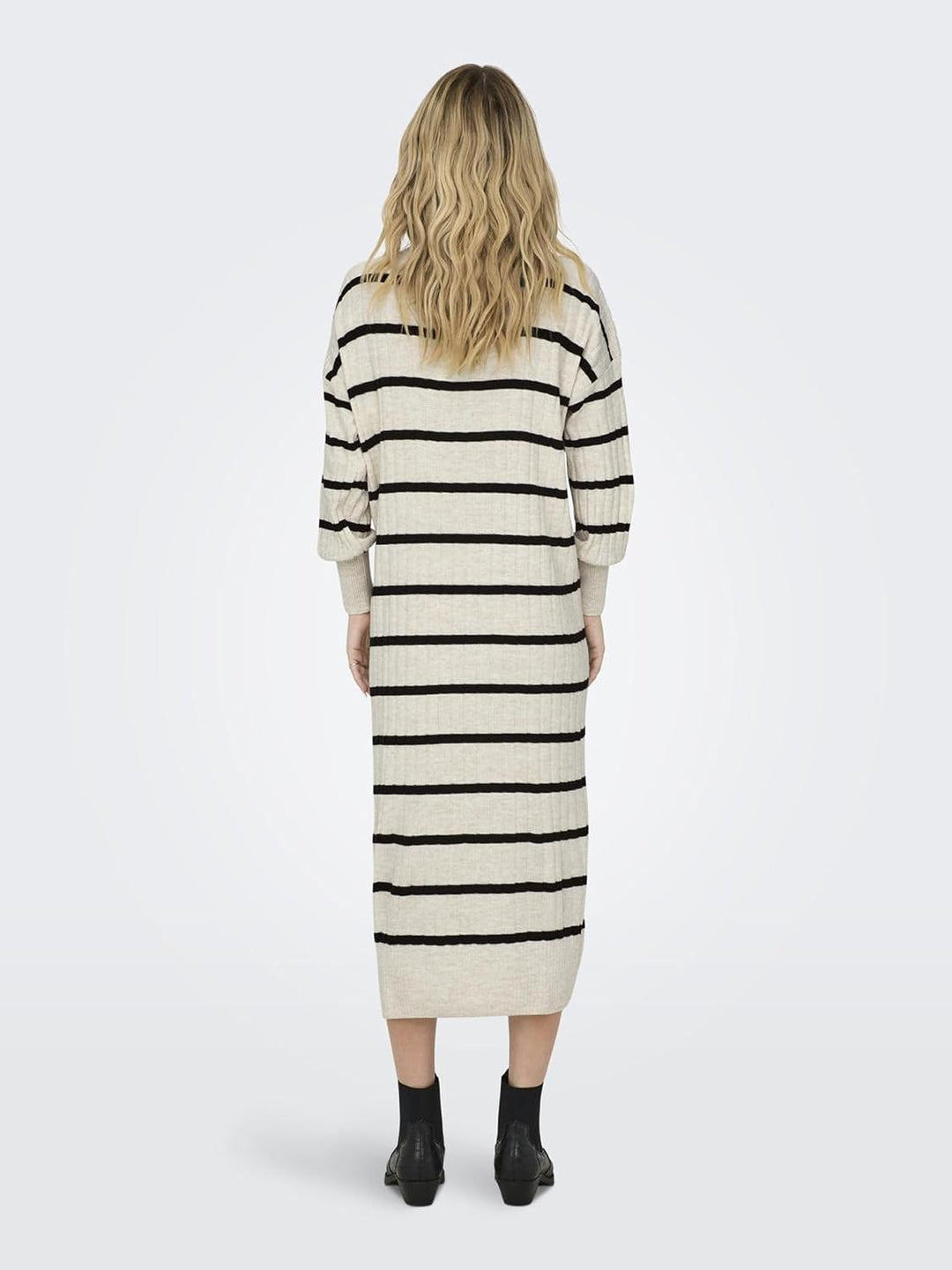 ONLY Female Strickkleid Onlnew Langes Kleid XXL Pumice Stone/Stripes:black, XXL Pumice Stone/Stripes