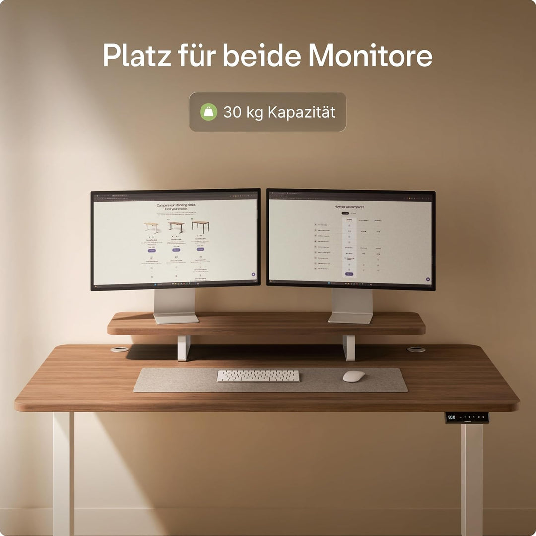 Desktronic Monitorstaender – Ergonomische Monitorerhoehung, 114 x 28 x 12,8 cm, 30 kg, 1-2 Monitore,