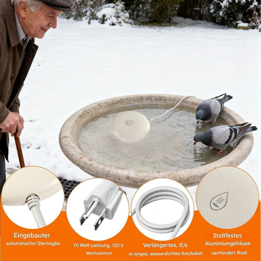 Vogelbad-Heizung, Vogeltränken Heizgerät, Automatischer Thermostat Enteiser, Plug-In-Heizung, Winter