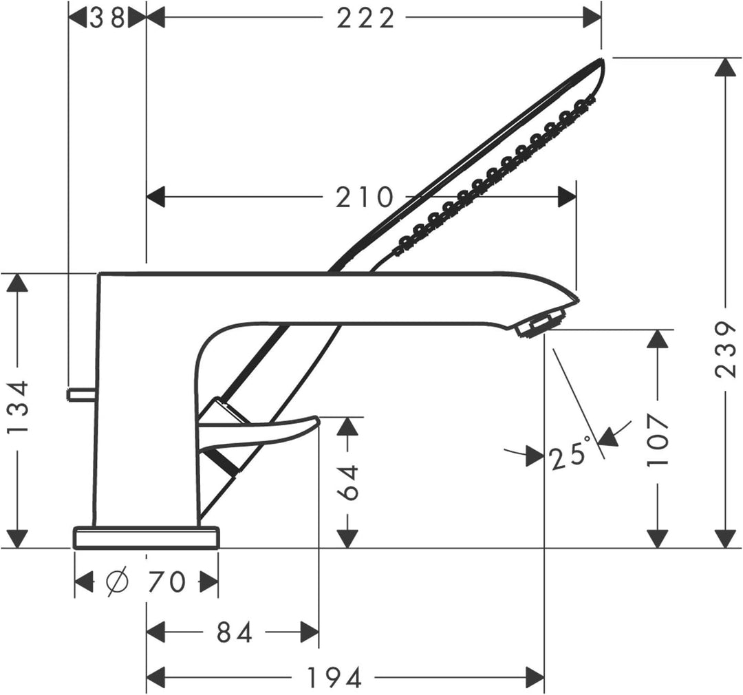 hansgrohe Metris 3-Loch Einhebel-Wannenrandarmatur, Chrom