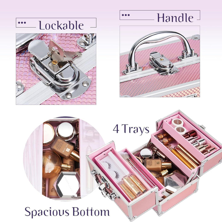 Kosmetikkoffer Schminkkoffer Leer Make up Koffer Abschliessbare Beauty Case Kosmetik Organizer mit S