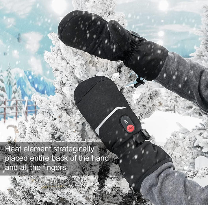 Beheizbare Ski-Fäustlinge – 7,4 V 2200 mAh Akku, 3 Heizstufen (40/50/60 °C), volle Finger-Heizfläche