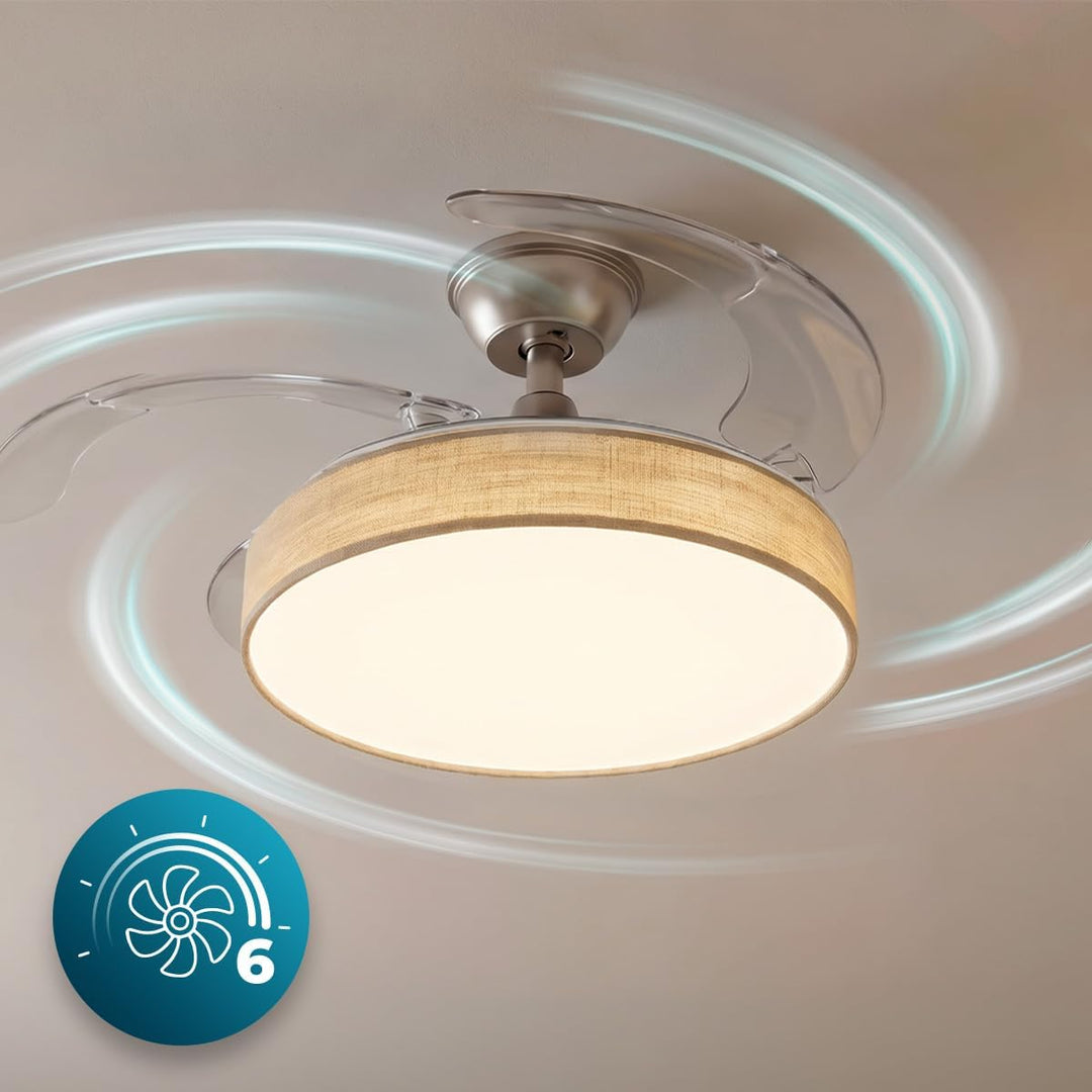 Cecotec Deckenventilator EnergySilence Aero 3666 Invisible Textile, 91 cm | LED-Licht, 3 Lichtfarben