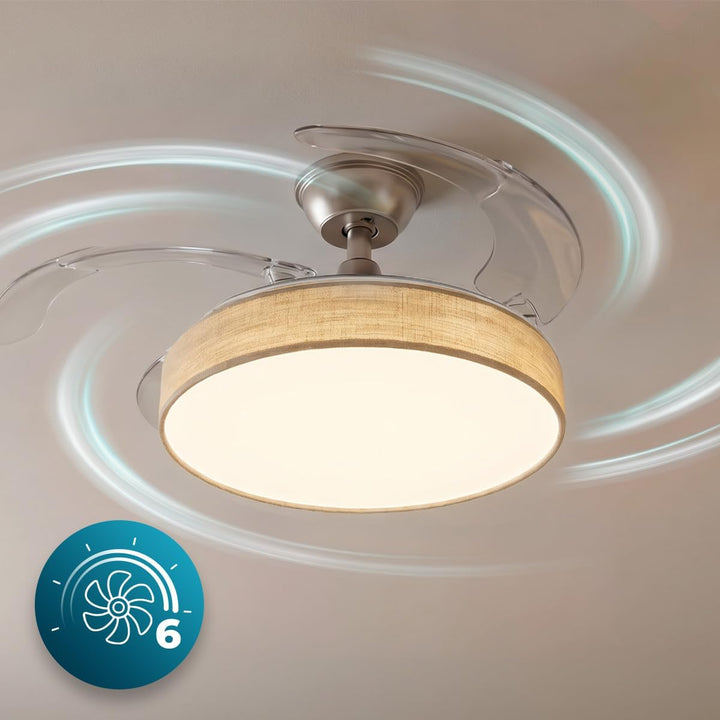 Cecotec Deckenventilator EnergySilence Aero 3666 Invisible Textile, 91 cm | LED-Licht, 3 Lichtfarben