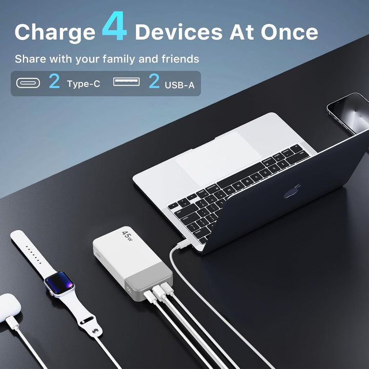 NOBIS Power Bank, Powerbank 20000mAh, 45W Externe Handyakkus Schnellladen, Externer Akku mit C zu C