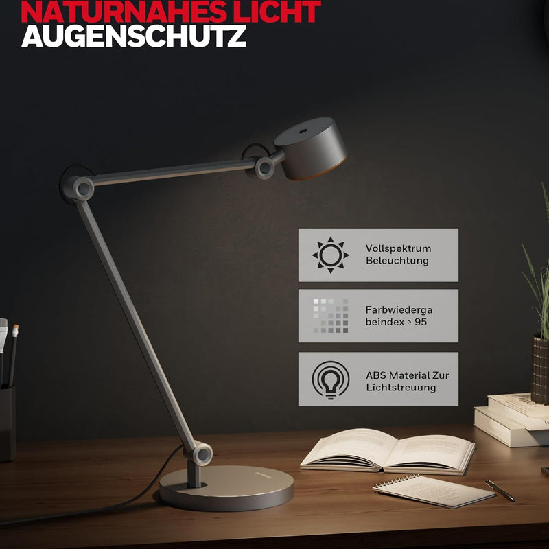 Honeywell Schreibtischlampen LED Dimmbar Desk Lamp - 4000K mit Touch Control Vollmetall Verstellbare