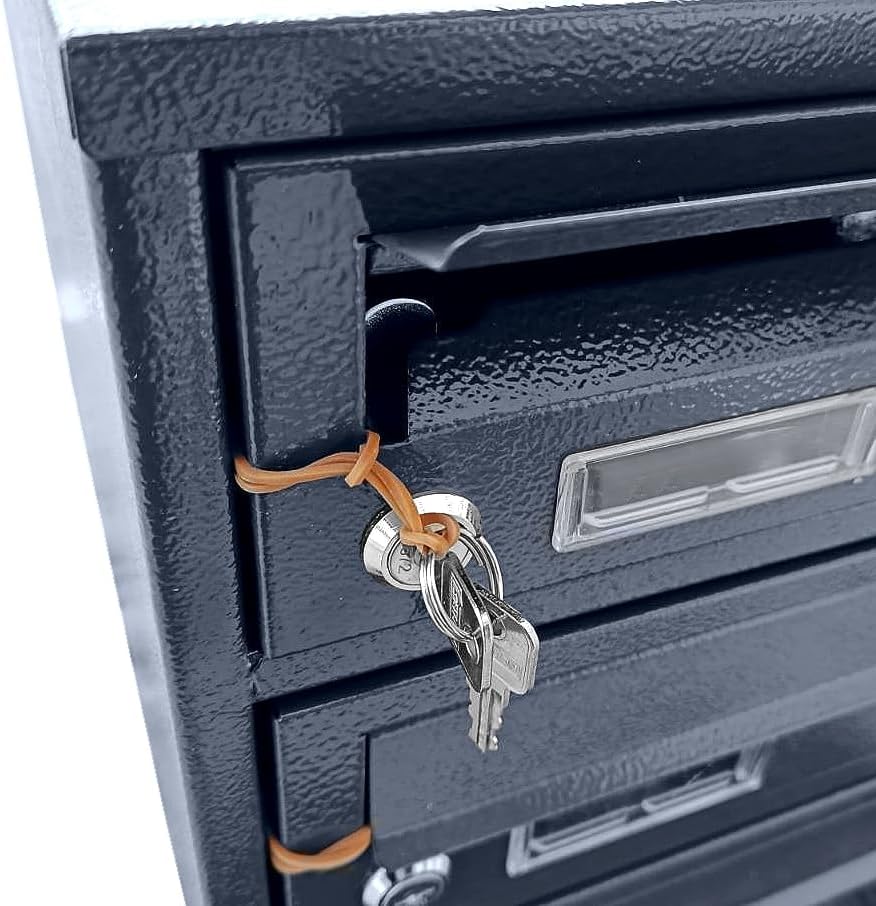7er GLM Anthrazit RAL 7016 Briefkastenanlage Wandbriefkasten 25cm tief | 0,8mm Blech, Innenaufstellu