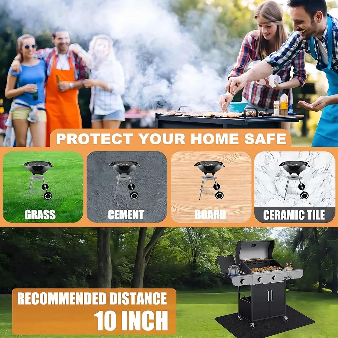 UBeesize Feuerfeste Unterlage, 96x122cm Grillmatte Bodenschutz, Kaminmatte Grillteppich Bodenschutzm