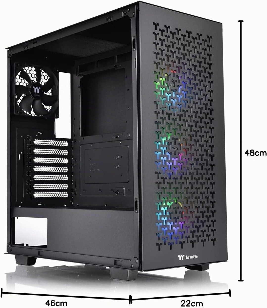 Thermaltake V350 TG ARGB Air Black | PC-Chassis | Mid-Tower-ATX-Gehäuse | 4mm gehärtetes Glas | 4X L