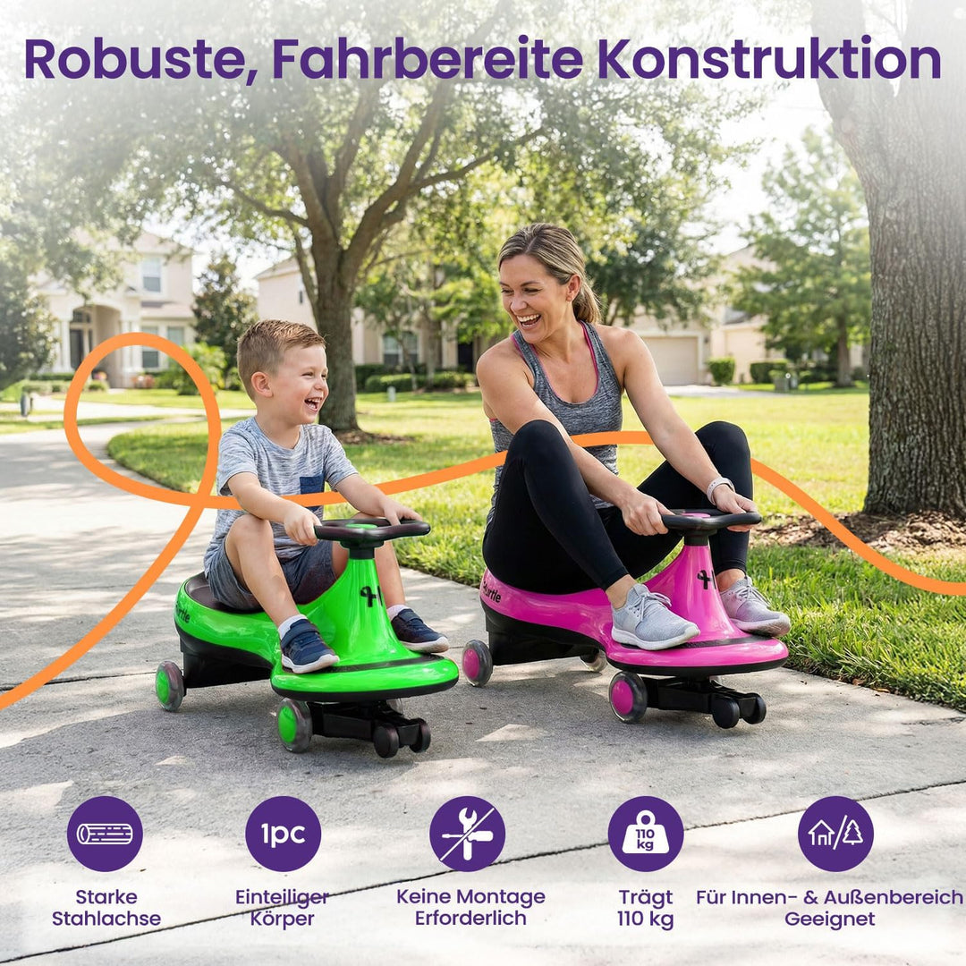 Hurtle Rutschauto Wiggle Drift Car für Kinder Rosa Ohne Batterien Twist and Go fördert Motorik Indoo