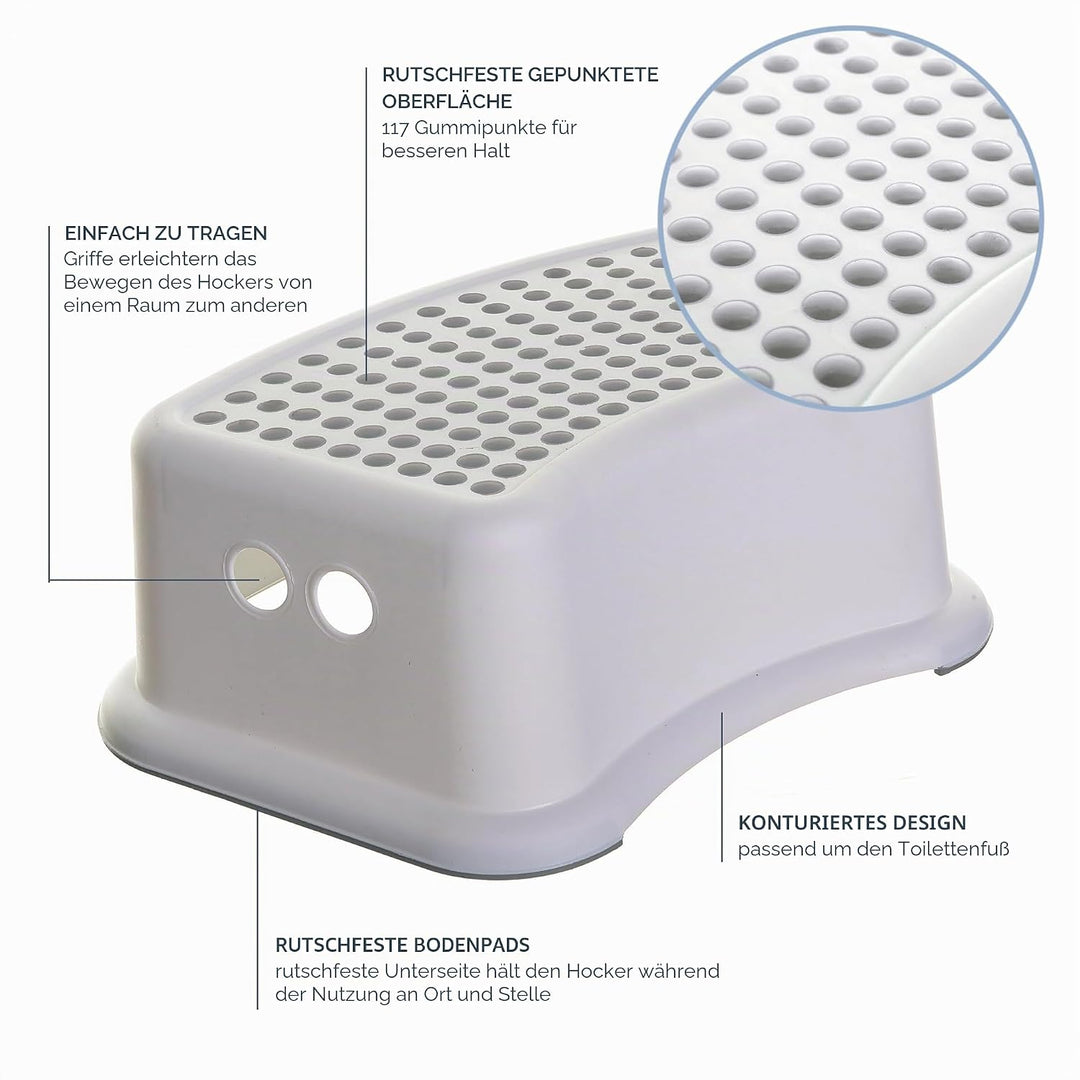 Dreambaby F673 Kinder-Tritthocker Tritt-Schemel Kinderschemel Anti-Rutsch, weiss/grau Grau 1 Stück (