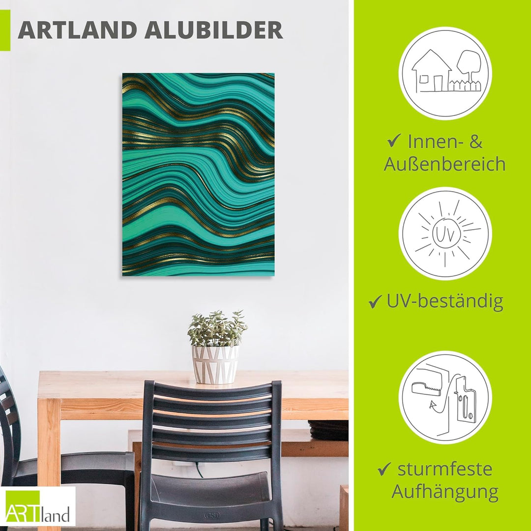 ARTland Wandbild Alu Verbundplatte für Innen & Outdoor Bild 30x40 cm Abstrakte Deko Modern Marmor We