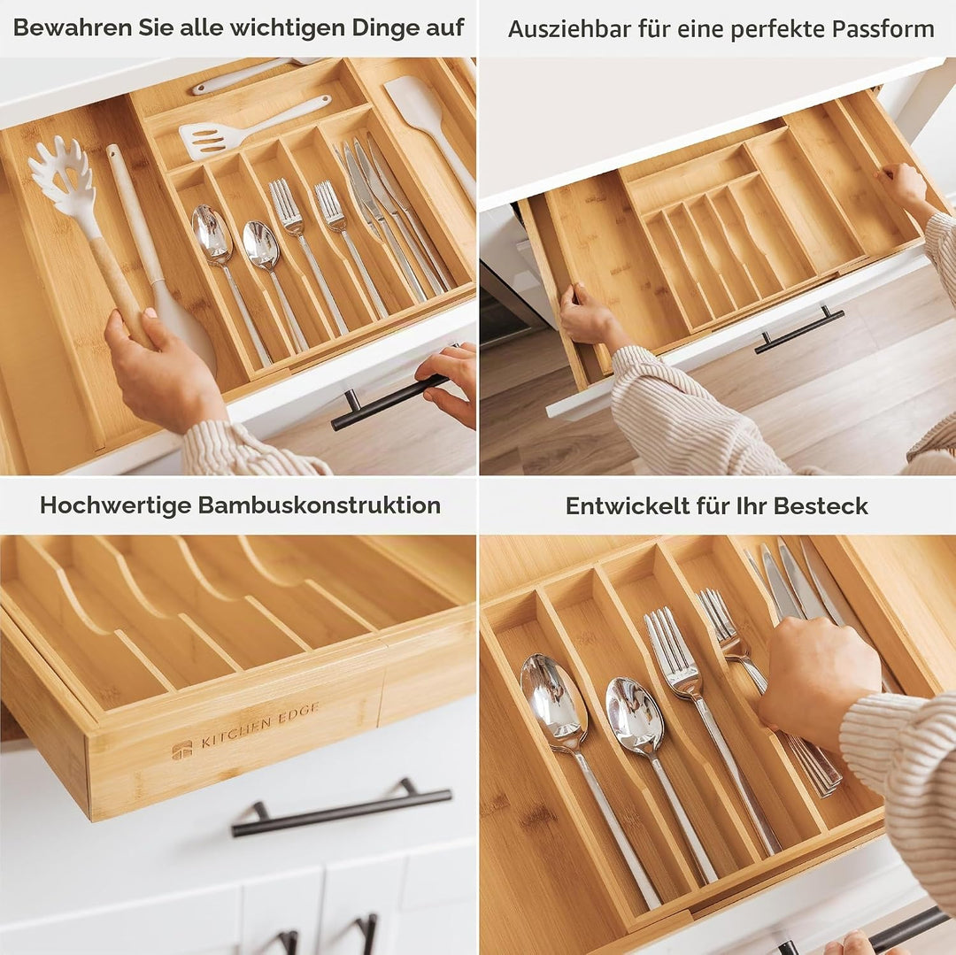 KitchenEdge Besteckkasten und Utensilien-Organizer für Küchenschublade, erweiterbar auf 71 cm Breite
