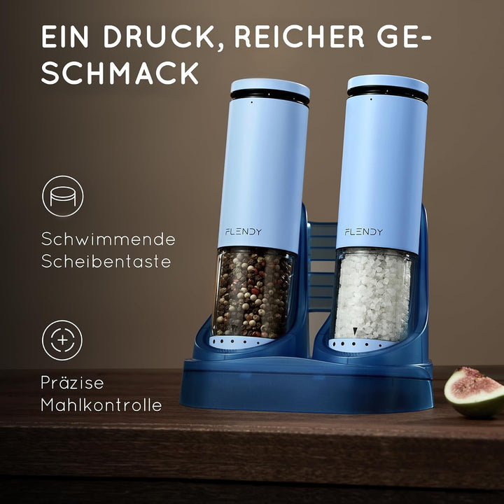 Flendy Salz und Pfeffermühle Elektrisch 2er Set, Elektrische Salz und Pfeffermühle Set mit USB-C Lad
