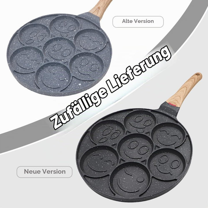 Bobikuke Smiley Pancake Pfanne, Antihaft Pancake Maker 7 Löcher Spiegelei-Pfanne für Kinder, 26 cm (