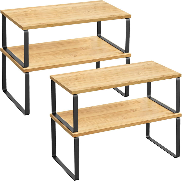 SONGMICS Gewürzregal, 4er Set, Küchenregal, Küchen-Organizer, erweiterbar, Gewürzhalter, stapelbar,