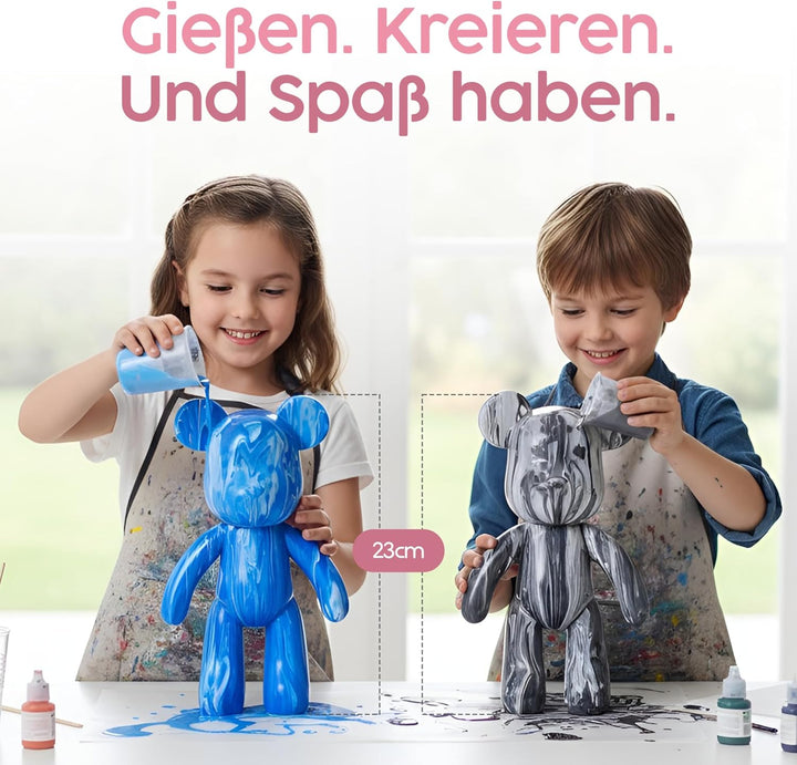 Worldwide DIY Bär zum Bemalen – Kreatives Mal-Set für Erwachsene & Kinder | Bärenfigur inkl. 3 Farbe
