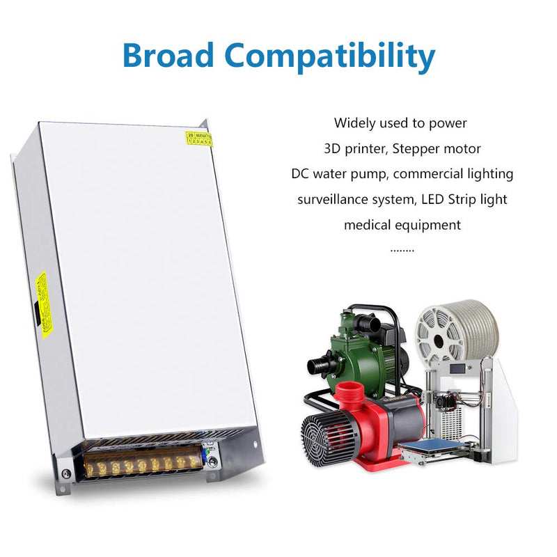SHNITPWR 24V Power Supply DC 24volt 25A 600W Switch Power Supply Transformer AC 110V 220V to DC 24 V