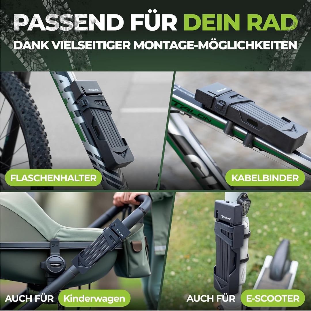 Fahrradschloss Faltschloss Diebstahlsicher [Das Original] Schnelle + Leichte Montage Rostfrei Sicher