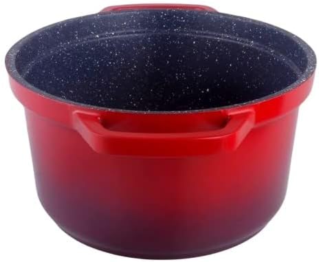 Kamberg – 0008191 – Schmortopf 30 cm Durchmesser, oval, rot geflammt – Aluminiumguss – Beschichtung