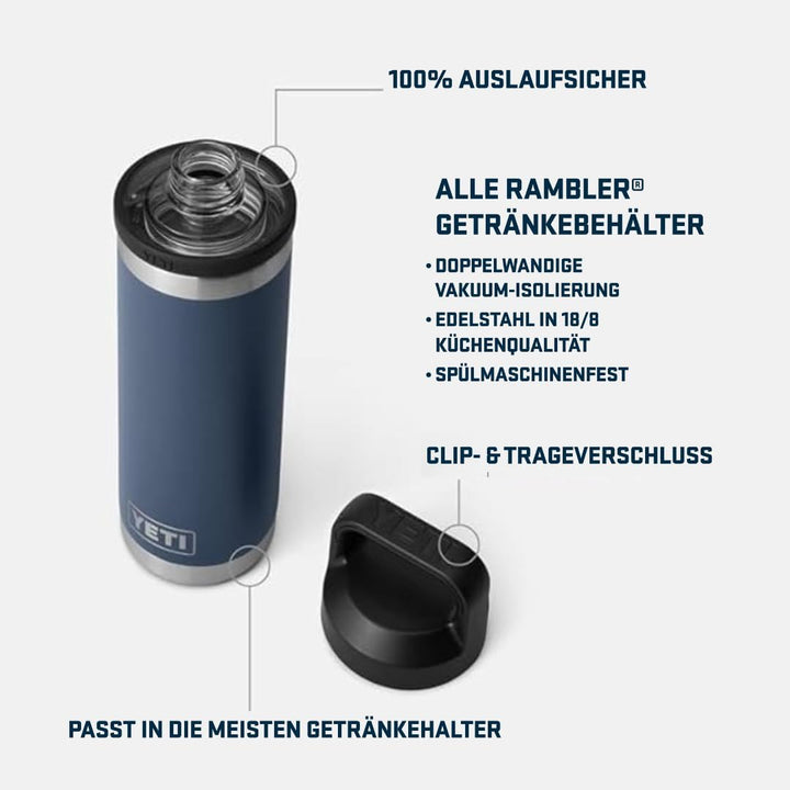 YETI Rambler Trinkflasche 18 oz (532 ml) Tropical Pink – Edelstahl Trinkflasche, Wasserflasche Sport