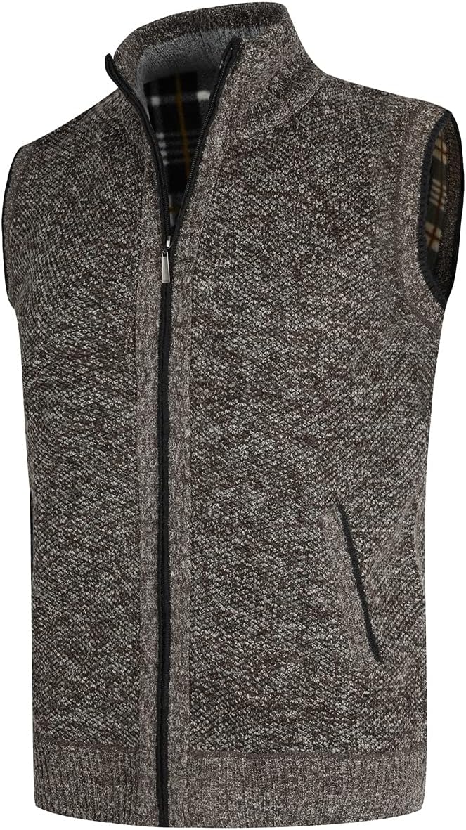 YOUTHUP Herren Weste Fleece Fütterung Winter Frühling Strickjacke Ärmellose Fleecejacke Stehkragen S