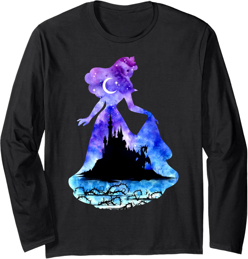 Disney Sleeping Beauty Aurora Galaxy Castle Silhouette Fill Langarmshirt