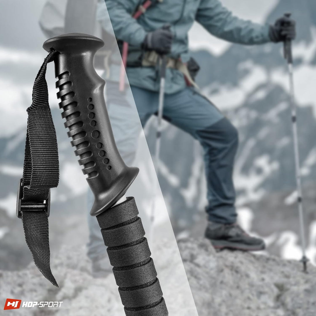 Hop-Sport Trekkingstöcke HS-0135TP Nordic Walking Wanderstöcke Set Anti Schock Teleskop Silber, Silb