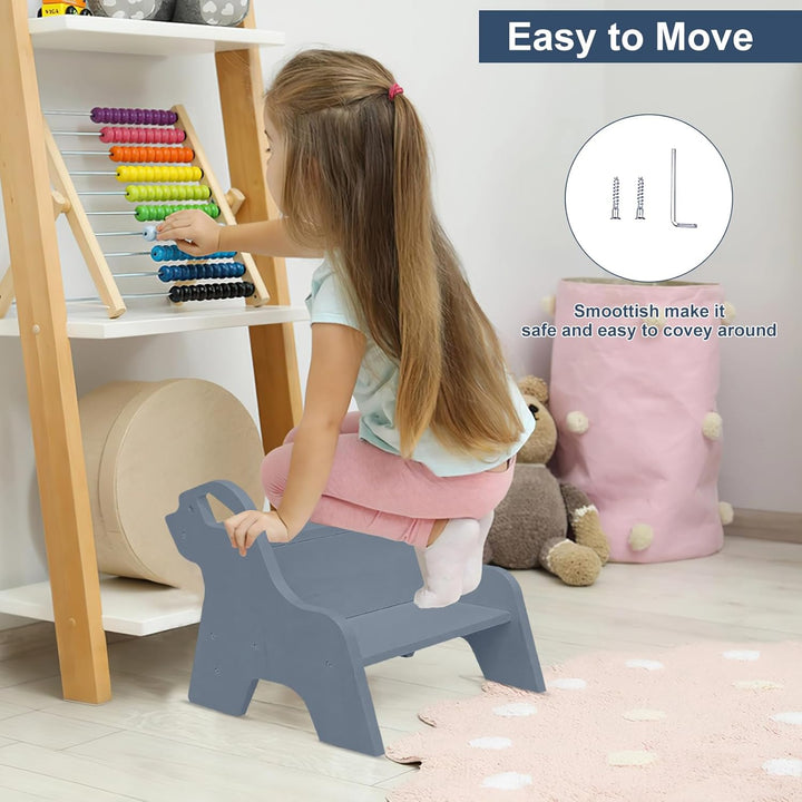 Tritthocker für Kinder mit 2 Stufen, Kindertreppchen Schemel Kinderhocker mit Griffen und Anti-Rutsc