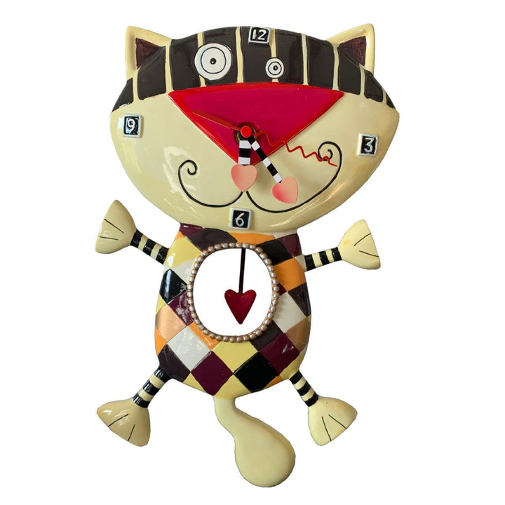 Enesco C602 Uhr, Motiv Katze mit Herz, Harz, 33 cm