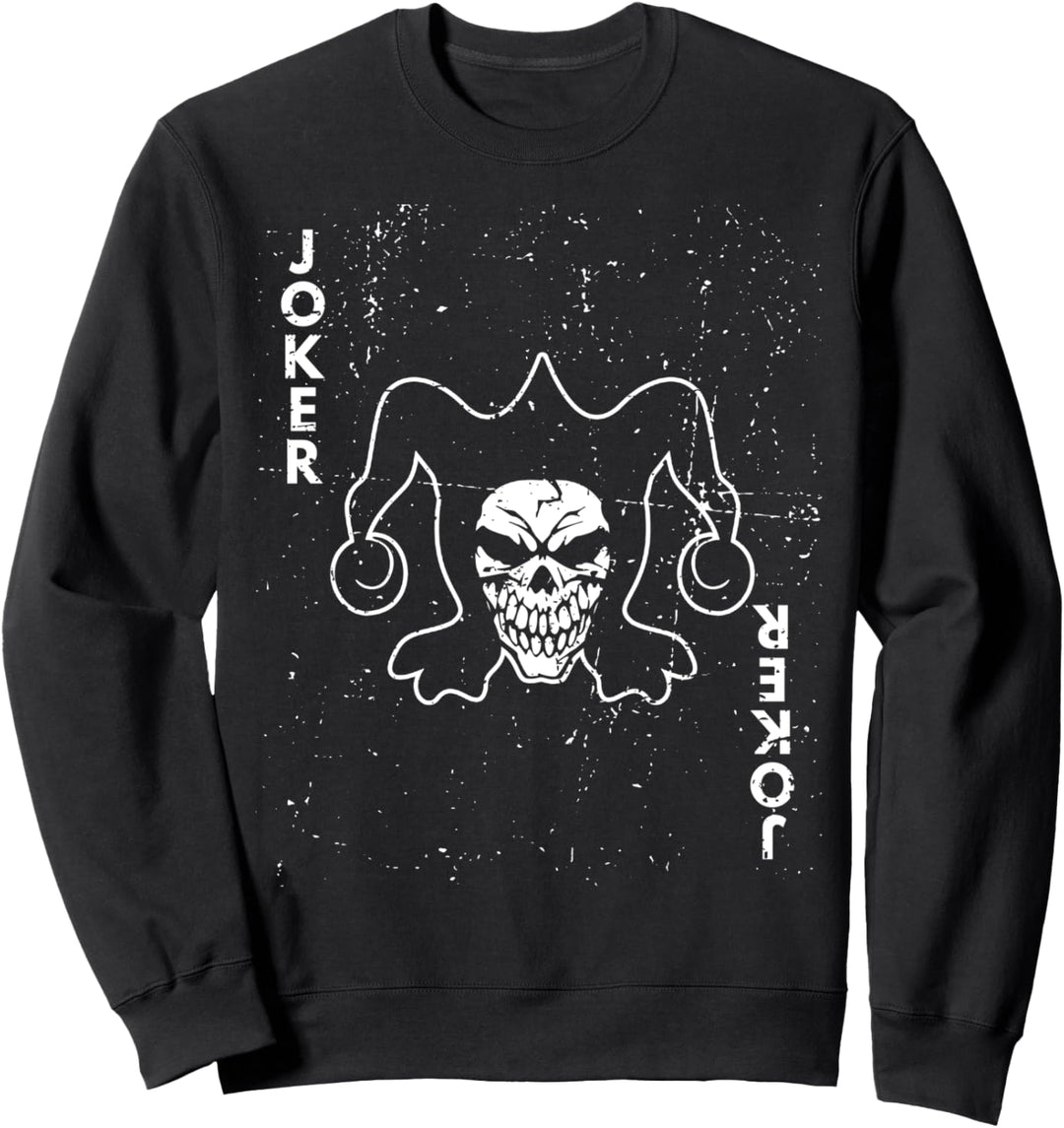 Skelett Joker Spielkarte Glücksspiel Harlekin Halloween Sweatshirt