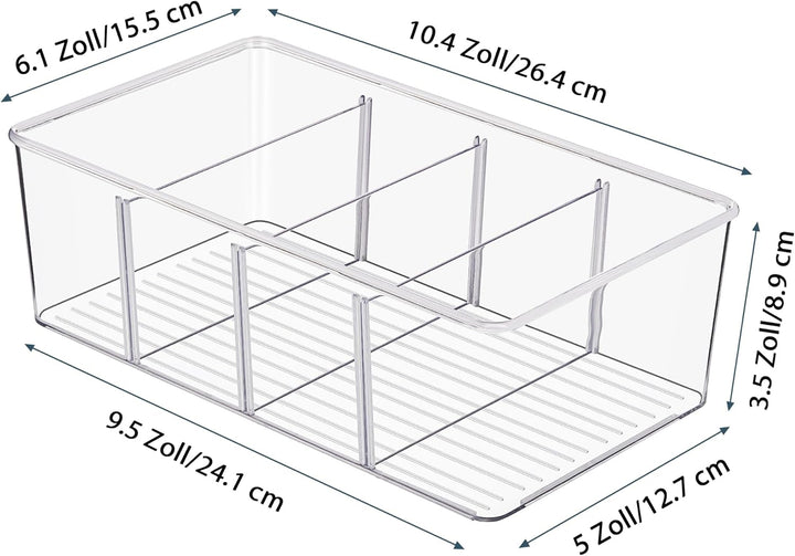 Vtopmart 2er Kühlschrank Organizer mit 4 Fächern, BPA-Freie Küche Stapelbarer Lebensmittelaufbewahru