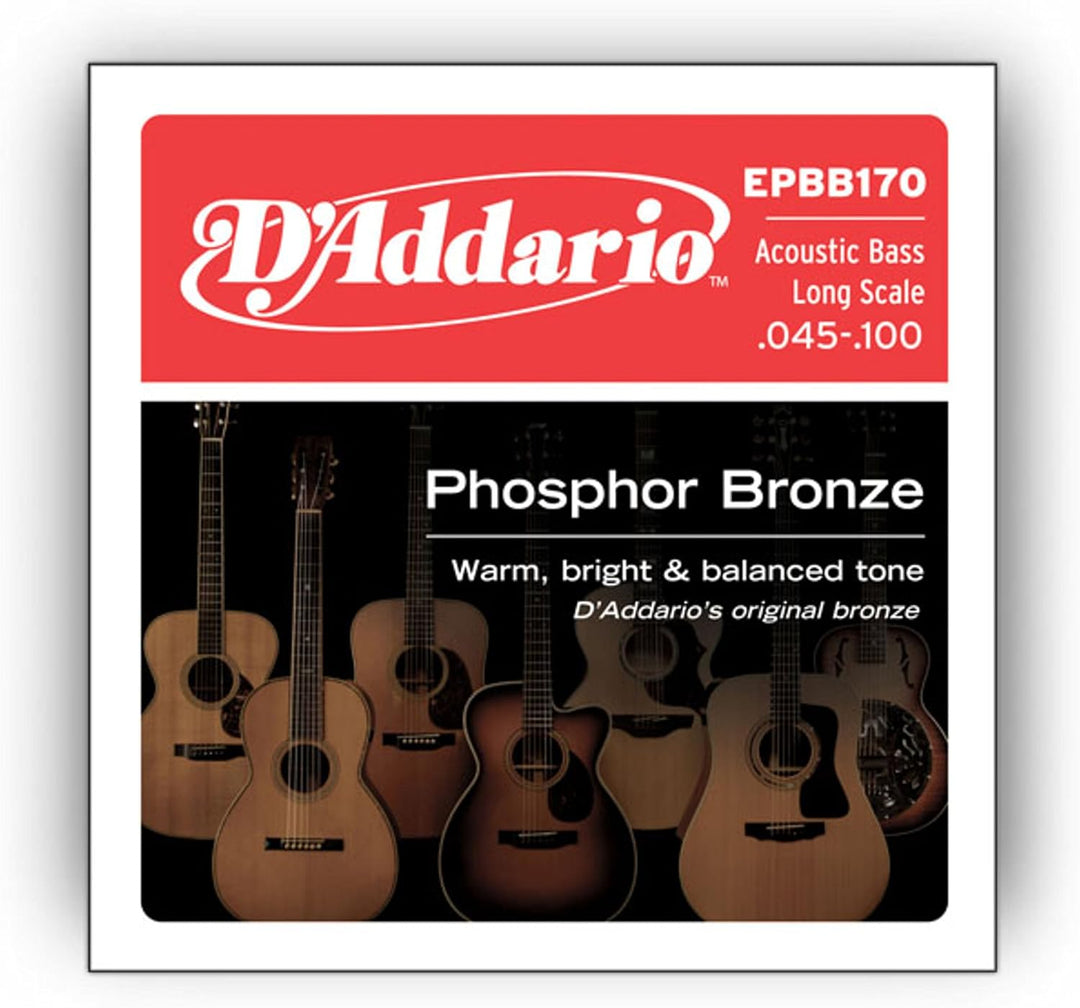 D'Addario EPBB170 Phosphor Bronze Akustik Bass Saitensatz 0,11 cm - 0,25 cm (.045 - .100 Zoll) Reg L