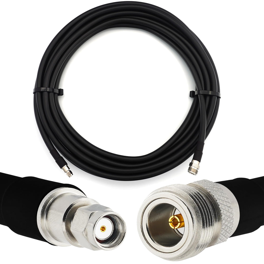 12m RP-SMA Stecker auf N Buchse Koaxialkabel — Vollkupfer HF400 Flexibles Verlängerungskoax 50 Ohm (