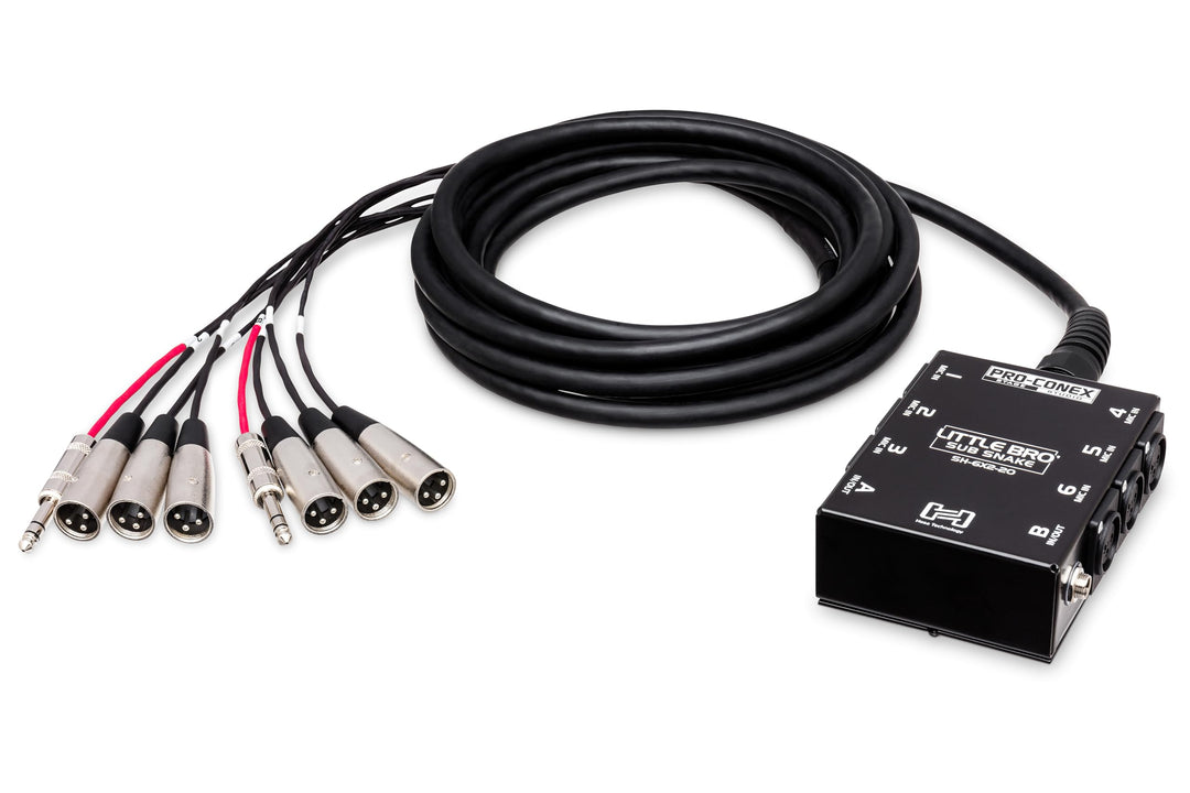 Hosa SH-6X2-50, Pro-Conex Little Bro' Sub Snake, Hosa 6 x XLR Sends and 2 x 1/4 in TRS Returns, 50 f