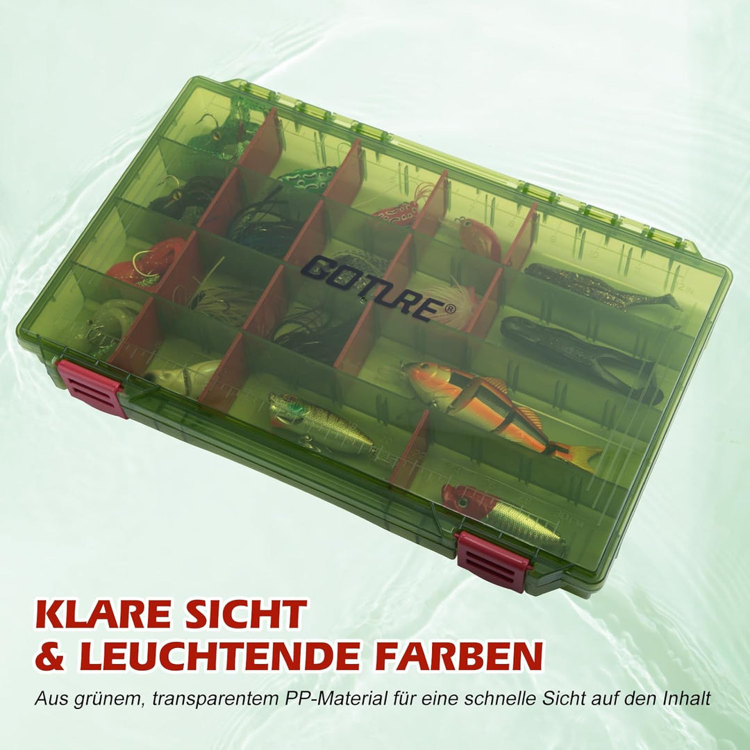 Goture Verdickte Köderbox Angeln 3700 - Transparente Angelbox mit Messlineal, Verstellbaren Trennwän