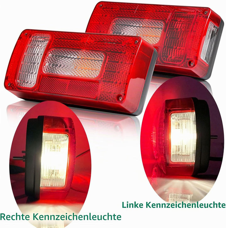 DARKGUARD Rückleuchten Satz Anhänger 12v,mit E4 Prüfzeichen,7Funktion 2pcs Halogen Rücklicht Anhänge