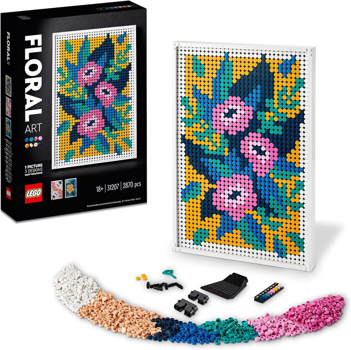 LEGO 31207 Art Blumenkunst, 3-in-1 Blumen Dekorationsset, Bastel Set, Wandschmuck, DYI botanische De
