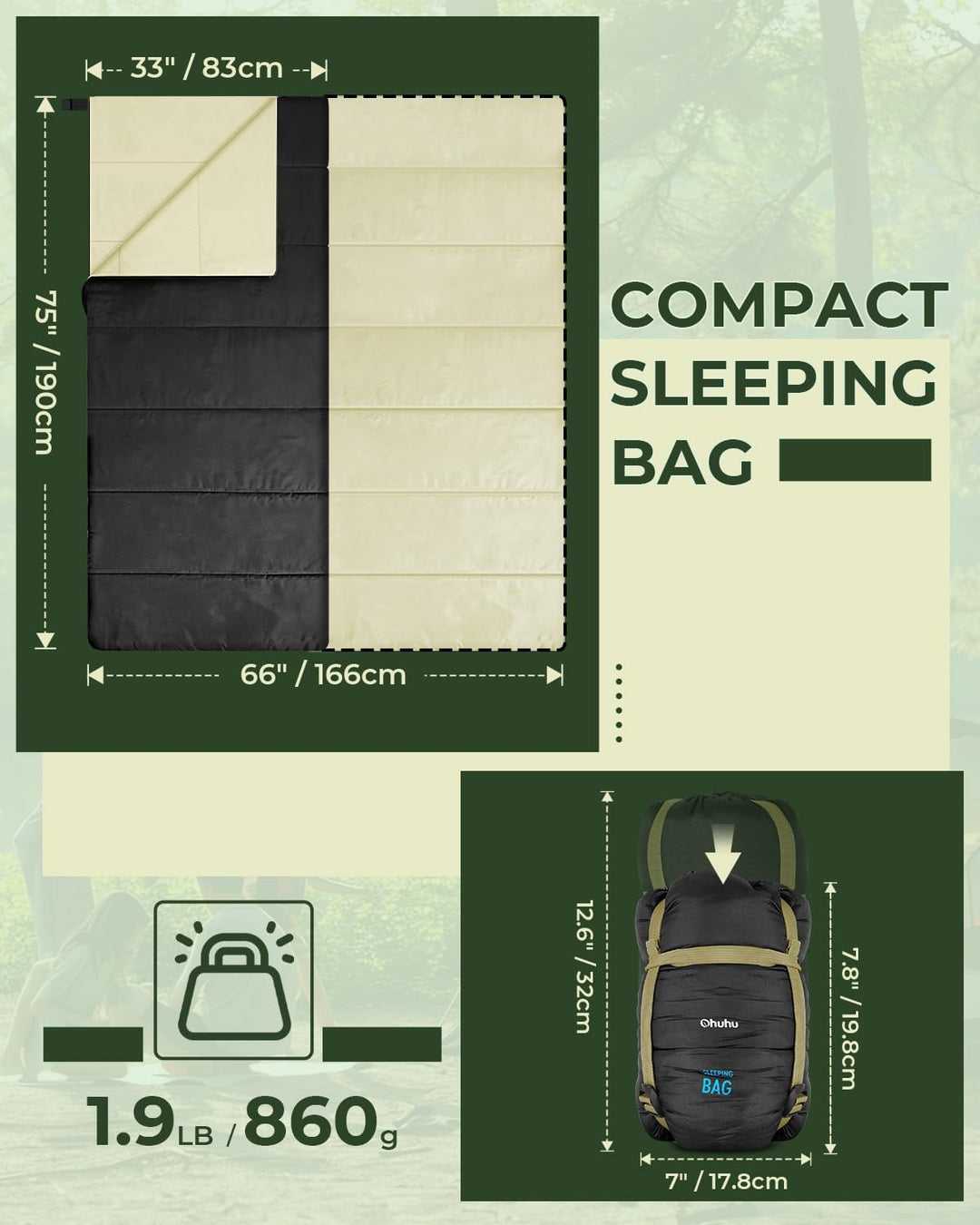 Schlafsack - Ohuhu Kleines Packmass & Ultraleicht (860g) Sommer Schlafsack Deckenschlafsack Indoor O