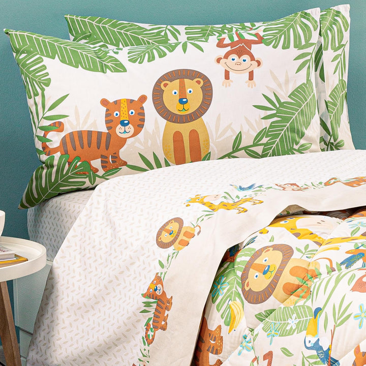 Caleffi Tropical 1006323 Bettwäsche-Set, Baumwolle, Natur, Einzelbett, Caleffi Kids Natur Einzelbett