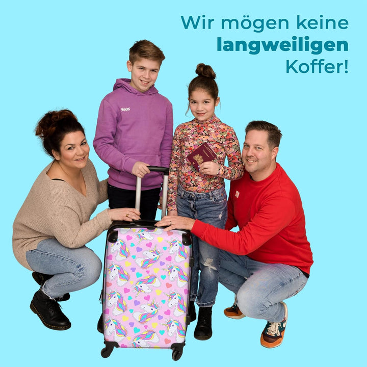 NoBoringSuitcases.com® Reisekoffer Kinder Mädchen Koffer Leicht Reisetrolley mit Rollen Gepäck Pink