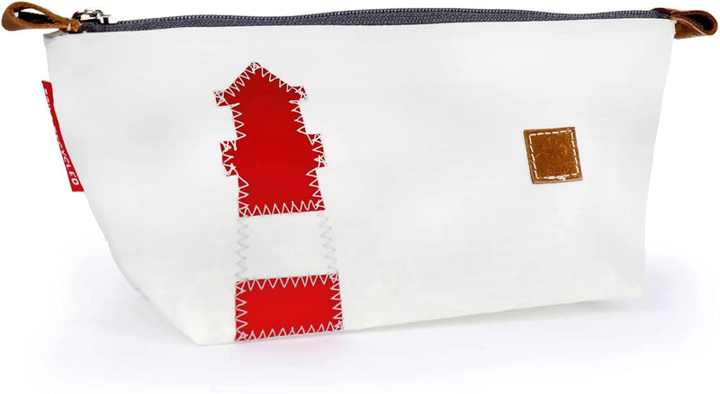 360Grad Federmäppchen, Stifttasche, Etui Navigator aus Segeltuch, weiss, Leuchtturm rot, maritim