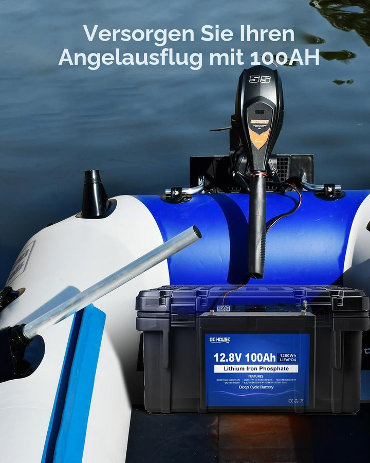 DCHOUSE 2 Pack 12V 100Ah Bluetooth LiFePO4 Batterie, verbessertes 100A BMS, Bis zu 15000 Zyklen Deep