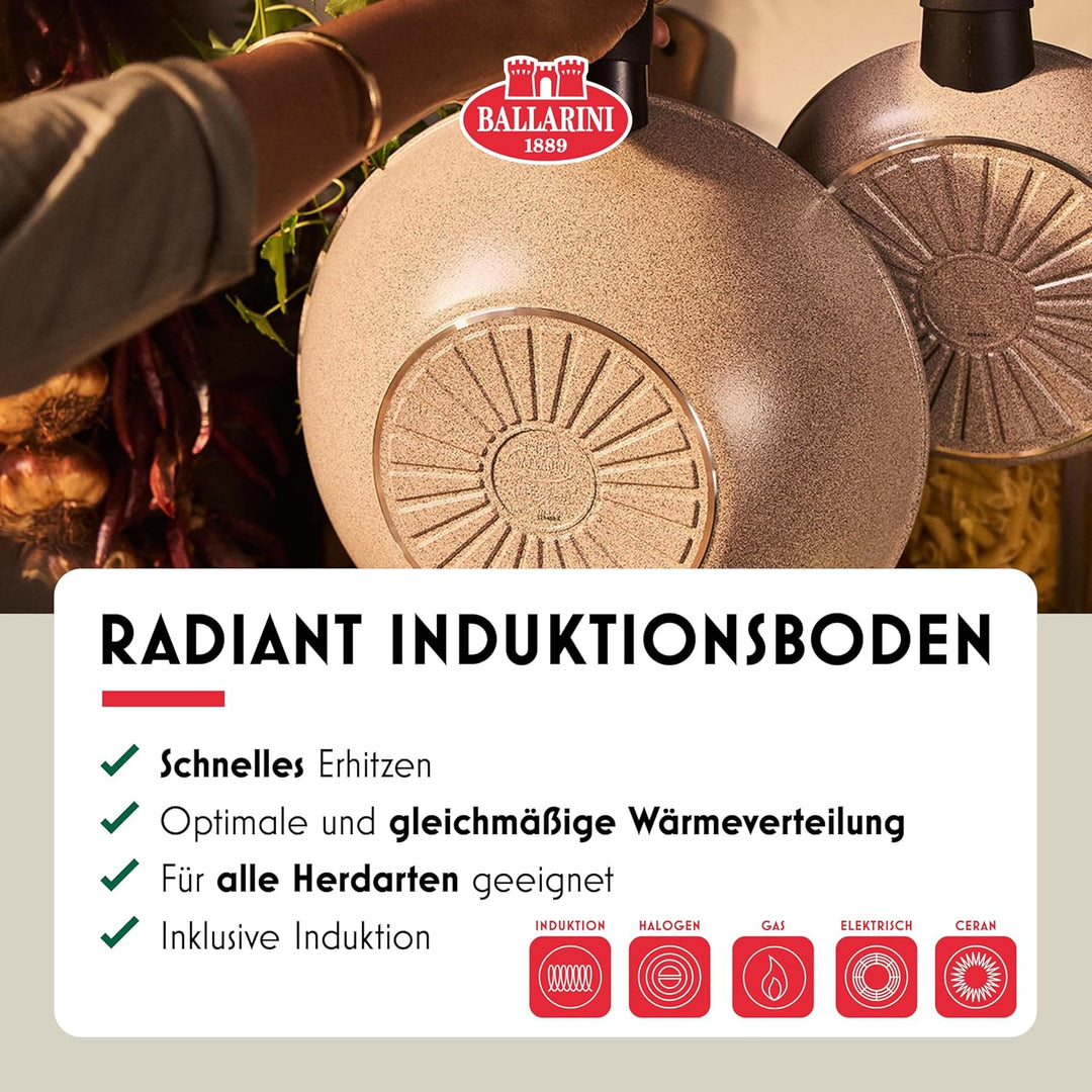 BALLARINI Ledro Wok, 28 cm, Aluminium, Induktionsgeeignet, Keramik-Antihaftbeschichtung, Thermopoint
